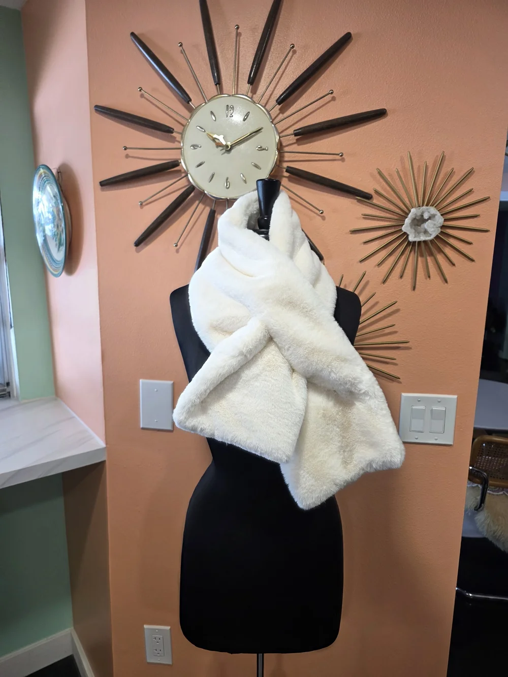 Apparis Cream Faux Fur Wrap Scarf Mobwife Boho Chic Winter Cozy Babe